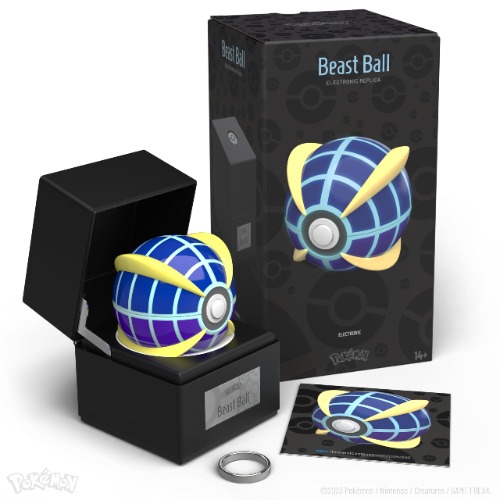 The Wand Company Pokémon Poké Ball Authentic Replicas - Realistic, Electronic, Die-Cast Poké Ball with Display Case Light Features (Beast Ball)