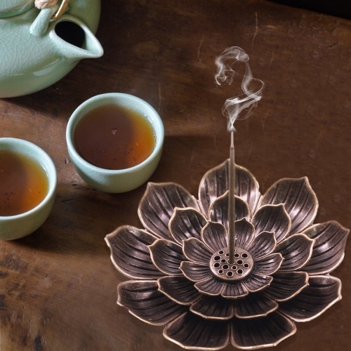 Copper Lotus Flower Incense Burner