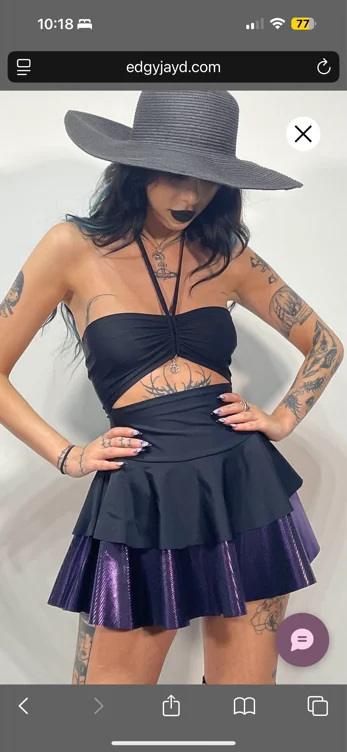 Matte Black and Midnight Shimmer 2 Layer Ruched Front Dress