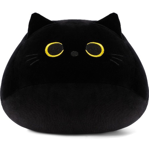 Cat Stuffed Animal Plillow Toys, Cute Black Cat Soft Plush Throw Pillow for Kids and Teens Girls - 