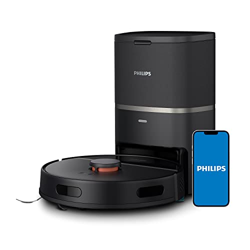 Philips Homerun Serie 3000 Saugroboter mit Wischfunktion, ultrastarke Saugleistung 4.000 Pa, Lasernavigation, 200 Min. Laufzeit, Staubsauger mit Absaugstation, für Teppiche & Tierhaare, App, XU3100/01 - Mit Absaugstation