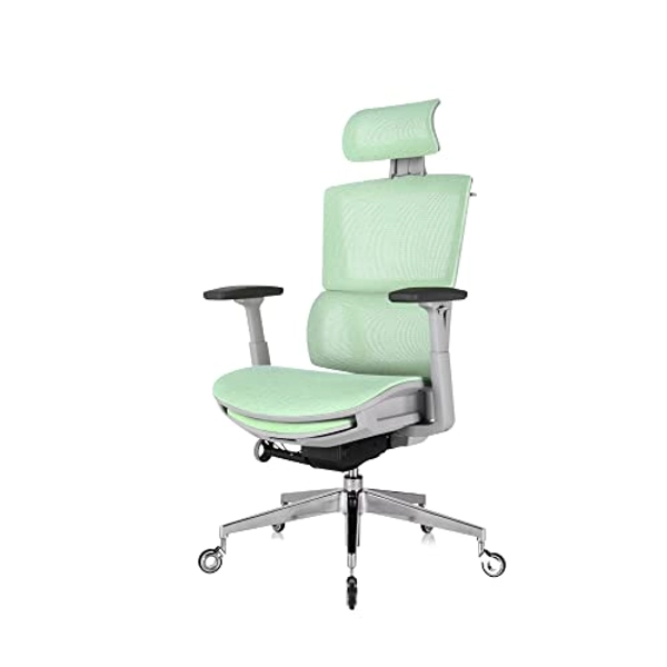 Nouhaus Rewind Ergonomic Office Chair with Footrest and Lumbar Support. Swivel Computer Chair, Rolling Home Office Desk Chairs with Wheels, Mesh High Back Task Chair, Comfortable Gamer Chair (Mint)