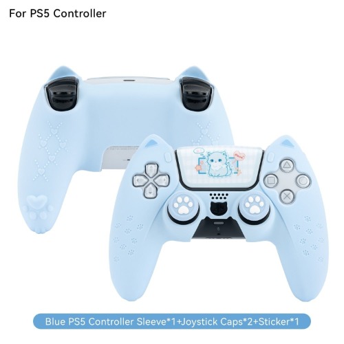 Pink Neko PS5 & Switch Controller Covers - PS5 Blue