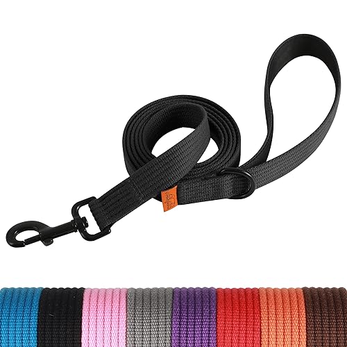 lynxking 6FT Dog Leash for Large Medium Small Dogs,Strong Durable Heavy Duty Nylon Leashes for Walking and Training, Heavy Duty 6 Foot Dog Leash with D Ring for Puppy - Large 1"x 6' - Black