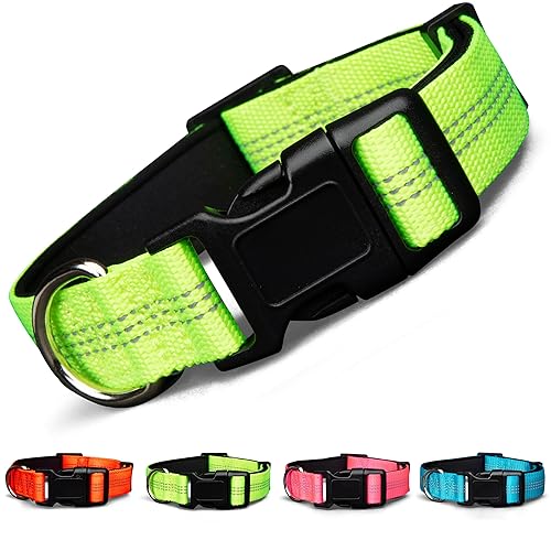 BLAZIN 'Color Me Happy!' Reflective Dog Collar for Day and Night - Adjustable Soft Neoprene Padded Dog Collar in 4 Vibrant Colors - Keeps Dogs Safe and Stylish - for Every Day Use (Small, Yellow) - Small - Not So Mellow Yellow