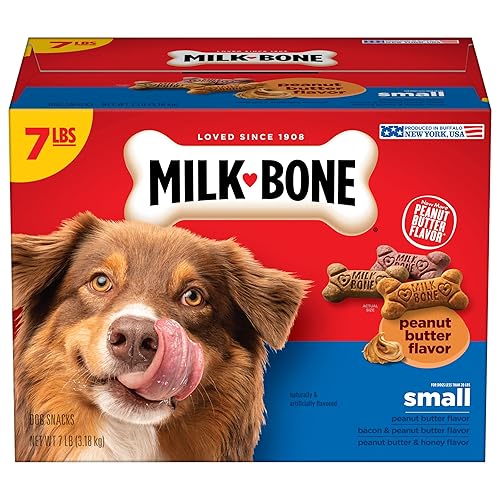 Milk-Bone Peanut Butter Flavor Dog Treats for Small Dogs, 7 Pound, Crunchy Texture Helps Freshen Breath - Peanut Butter - 7 Pound (Pack of 1)