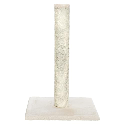 TRIXIE Parla Cat Scratching Post 24.4 Inch - Cat Scratcher with Soft Fabric Covering Base and Durable Sisal Rope - in Beige - Parla-Beige