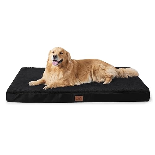 Bedsure Extra Large Dog Bed - XL Orthopedic Waterproof Dog Beds with Removable Washable Cover for Extra Large Dogs, Egg Crate Foam Pet Bed Mat, Suitable for Dogs Up to 100 lbs - 44.0"L x 32.0"W x 3.0"Th - Black