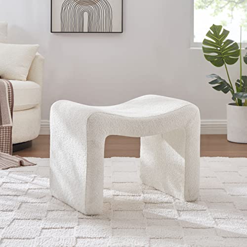 VANOMi Large Footstool Ottoman, Multi-Functional Modern Foot Stool, Sofa Footrest Extra Seating for Living Room, Entryway, Hallways and Bedrooms - White - Large