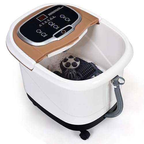 Giantex Foot Spa, Foot Spa Bath Massager with Heat, Adjustable Water Shower, Motorized Shiatsu Massage Balls, 2 Maize Rollers, Time & Temper Control, LED Display, Pedicure Foot Bath Soak Tub (Coffee) - Coffee