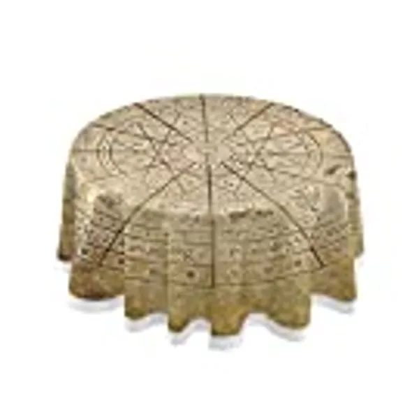 ALAZA Lace Tablecloth, Vintage Zodiac Circle Washable Dust-Proof Polyester Table Cover for Kitchen Dinning Tabletop Decoration (Round, 60 Inch)