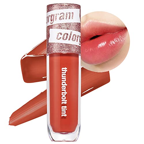 COLORGRAM Thunderbolt Tint Lacquer 04 Daily Tok | Highly Pigmented, Long Lasting, Moisturizing Lip Stain, Buildable and Blendable Lip Tint (0.2 fl.oz) - 04Daily Tok