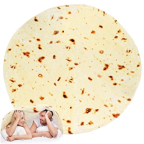 Bold And Brash Burrito Tortilla Blanket, Novelty Food Throw Blanket for Adults Kids, 300GSM Fluzzy Flannel Plush Blanket Double Sided for Bed Couch Travel Picnic Beach, 71 Inch - 71 inches