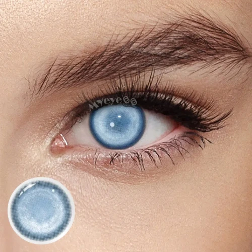 MYEYEBB Cyber Mesh Blue Prescription Cosplay Colored Contact Lenses | 6 Months