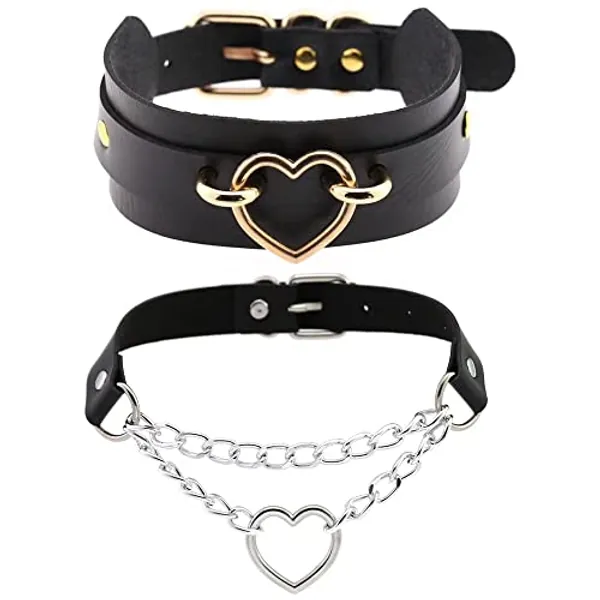 Adjustable PU Leather Choker Necklace, Goth Punk Choker Collar Necklace for Women Girls Boys Rockers