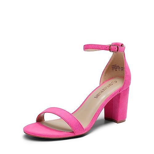 DREAM PAIRS Women's Chunk Low Heel Pump Sandals - 8 Pink