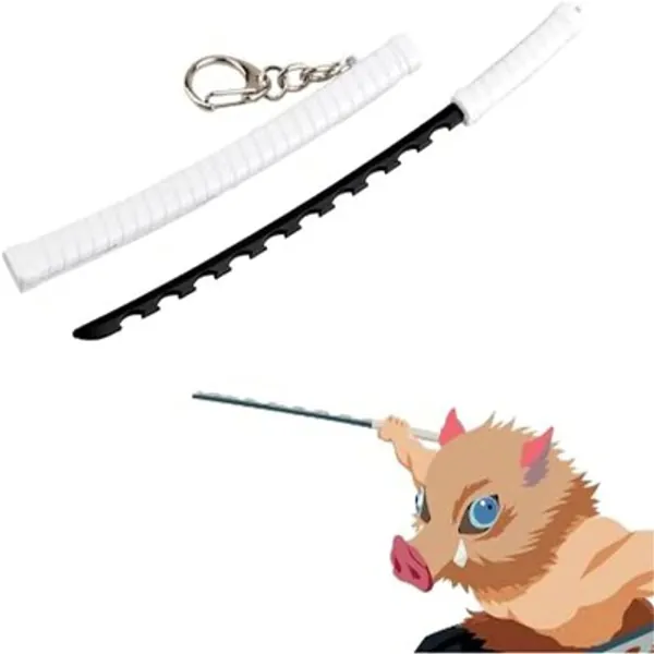 GPYONCT Demon Slayer Mini Toy Katana Keychain, Kamado Tanjirou Sunwheel Sword with Scabbard Sword Weapon Model Metal Keychain Pendant, for Anime Lovers