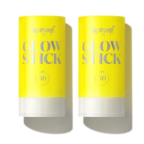 Supergoop! Glow Stick - 0.7 oz, Pack of 2 - SPF 50 PA++++ Dry Oil Sunscreen Stick for Face & Body - Hydrates for a Healthy Glow - Mess Free, Travel Friendly - 2
