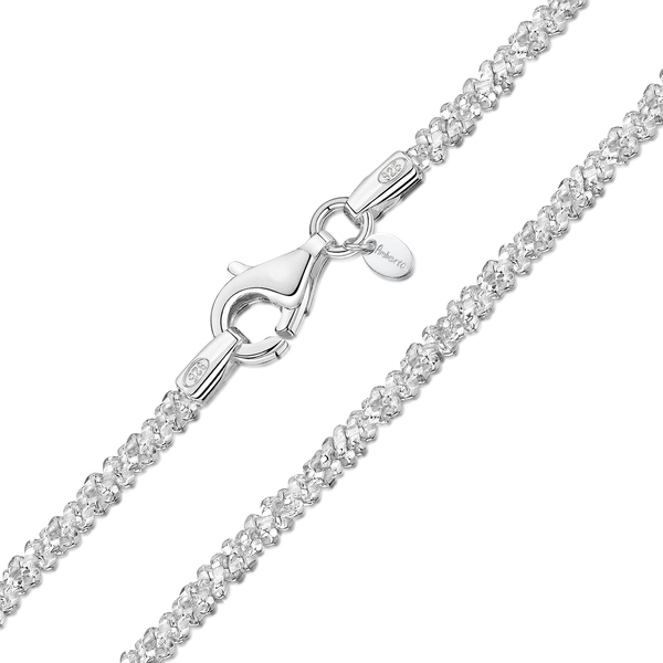 Amberta 925 Sterling Silver 2 mm Snow/Rock Chain Size: 16 18 20 22 inch