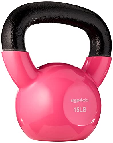 Amazon Basics Vinyl Coated Cast Iron Kettlebell - 15 Pounds