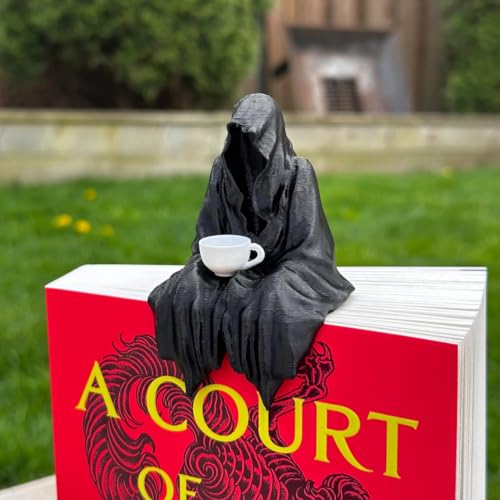 Sitting Ghost Figurine Holding Tea Cup Suriel ACOTAR | 3D Print | Bookish | Book Nook | Bookshelf Decor | Grim Reaper | Bookish Merch