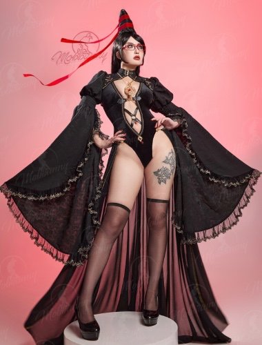 Bayonetta Derivative Medieval Style Sexy Lingerie Set Hollow Bodysuit Crop Blouse with Skirt and Necklace