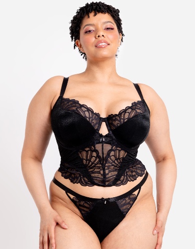 Curvy Kate Boost Bombshell Longline Padded Balcony Bra Black Sparkle | 34H
