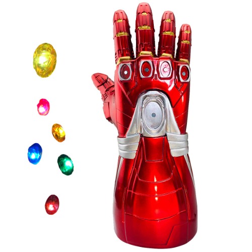 yacn Iron Man Infinity Gauntlet,6 Separable Magnet Infinity Stones,Iron Man Gloves Costume,Electronic Fist Halloween Cosplay Props for Adult Red