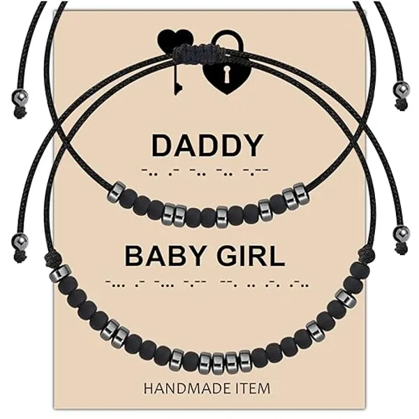 MAOFAED Couple Morse Code Bracelet Daddy And Baby Girls Gift Couple Bracelet Daddydom Gift Babygirl Gift