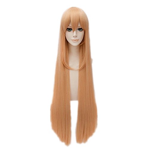 KiyaCos Women's Long Straight Heat Resistant Doma Umaru Cosplay Costume Wigs Orange Hair with Bangs - Orange