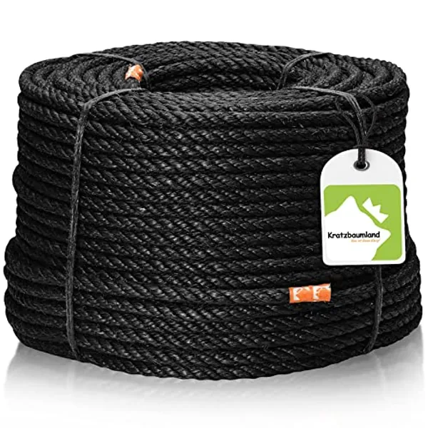Kratzbaumland Premium-Sisalseil schwarz 6 mm, schwarzes Sisalseil für Kratzbäume (versch. Längen) (20 Meter)