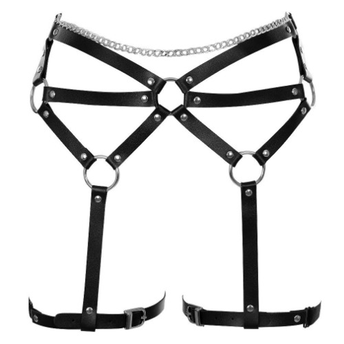 Vrouwen Beenharnas Kousen Jarretellegordel Lederen Taille Punk Gothic Festival Rave Jarretel