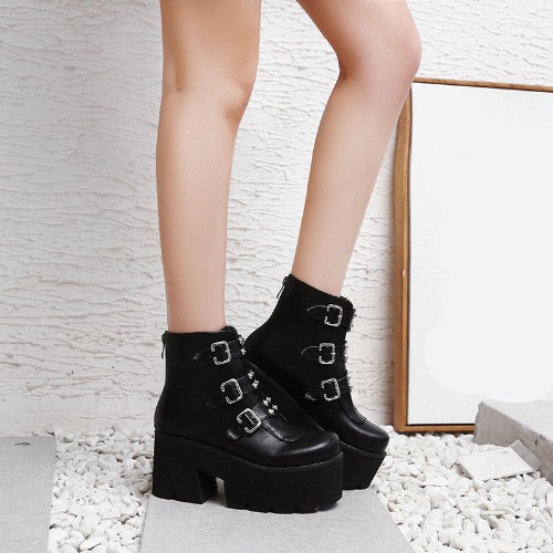 'Hell Awaits' Black Alt High Heel Boots - Black / 8