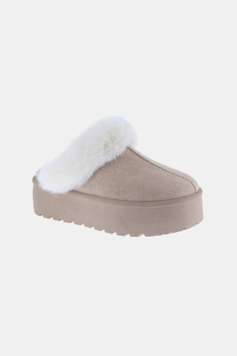Weeboo Thick Bottom Fur Trim Snow Slippers - Taupe / 8.5