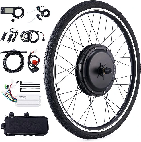 Viribus Electric Bike Conversion Kit, 1000W eBike Hub Motor Set, 26" Direct Drive Front Wheel for 48V Battery E-Bike, Easy 26 Inch Bike Upgrade Creates 5 Speed 30mph Electric Bicycle with Pedal Assist 