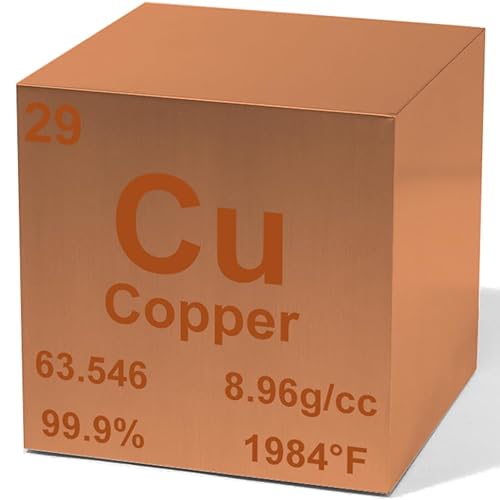 Copper 0.5" Metal Density Cube - 99.9% Pure Element for Chemistry - Periodic Table Design Educational Scientific Elemental Specimen - 0.5 Inch - Copper