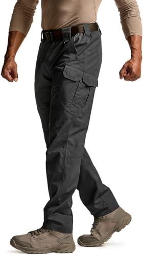 CQR Men's Tactical Pants, Water Resistant Ripstop Cargo Pants, Lightweight EDC Work Hiking Pants, Outdoor Apparel - Raider Mag Pocket Black - 36W x 30L