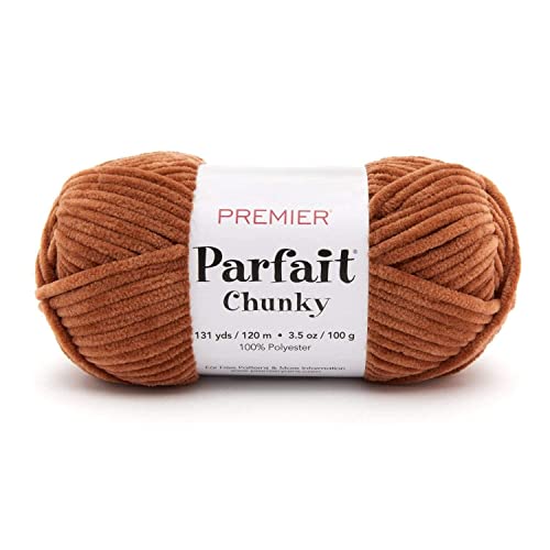 Premier Parfait Chunky Yarn, Super Bulky Yarn, Ideal Yarn for Knitting and Crocheting, Made of Polyester, White, 3.5 oz, 131 Yards - 1150-36 Teddy Bear