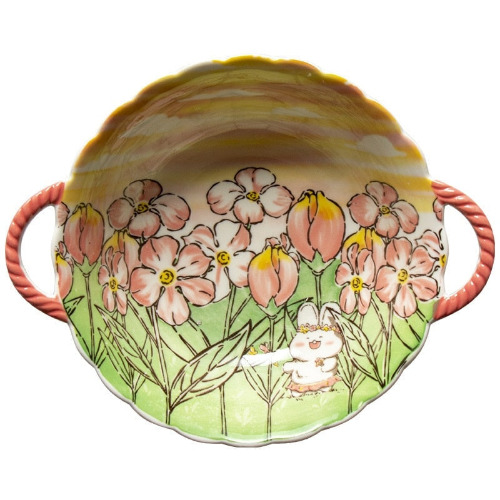 Cozy Autumn Fields Ceramic Bowls - Bunny Tulip Field