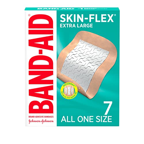 Band-Aid Brand Skin-Flex Adhesive Bandages for First Aid and Wound Care of Minor Cuts and Scrapes & Burns, Flexible Sterile Bandages for Fingers & Knees, Extra Large, All One Size, 7 ct - 7 Count (Pack of 1) - All One Size