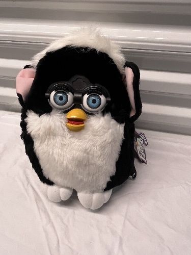 Furby Backpack Bag Vintage 1999 Black and White Skunk 12&#034; Straps With Tags! New