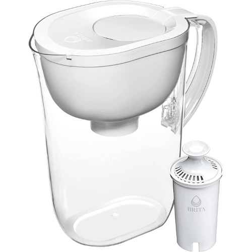 Brita Large Water Filter Pitcher for Tap and Drinking Water with 1 Standard Filter, Lasts 2 Months, 10-Cup Capacity, BPA Free, White (Design May Vary) - Pitcher White