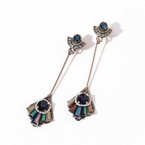 BUKEQILA 925 Argent Aiguille Mode Rétro Français Boucles d'oreilles Longues Bijoux Gemmes Artificielles Incrustées d'alliage Femme Boucles d'oreilles,un Cadeau Parfait pour les Femmes et les Mères