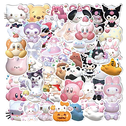 110 Pcs 3D Kawaii Kids Stickers,Cute Anime Stickers for Teens Vinyl Waterproof ，StickersPhone,Laptop,Bottles,Skateboard,Computer,Phone,Anime Sticker Pack,Gifts for Cartoon Fan. - 110 Pcs 3d Kawaii