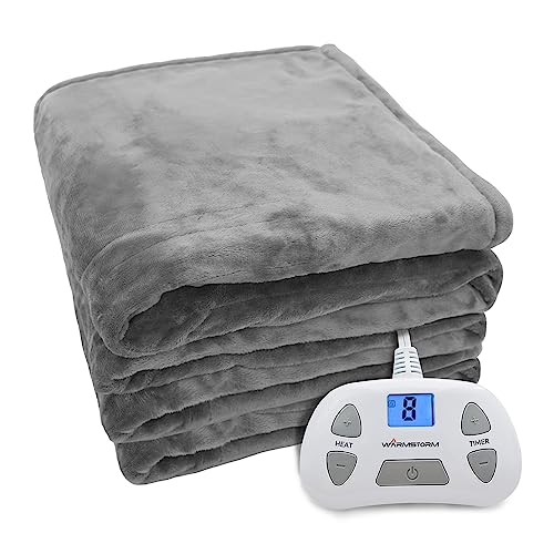 Warm Storm Electric Blanket Twin Size 62"x 84", Electric Heated Blanket with 10 Heating Levels & 12 Hours Auto Off, Fast Heating, Machine Washable for Home Office Use,Grey - Grey02 - 84*62