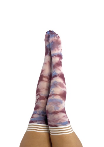 Madisen: Blue and Purple Tie Dye Thigh Highs. Petite to Plus Size | C