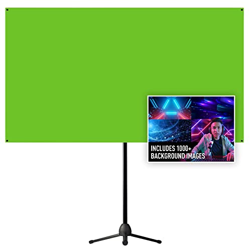 Valera Explorer Green Screen with Stand - Portable Chroma Key Panel, 1000 Free Backgrounds Included, Wrinkle Resistant Green Fabric Backdrop, Tripod & Wall Mount, Carrying Case, Portrait & Landscape - 90 Inch