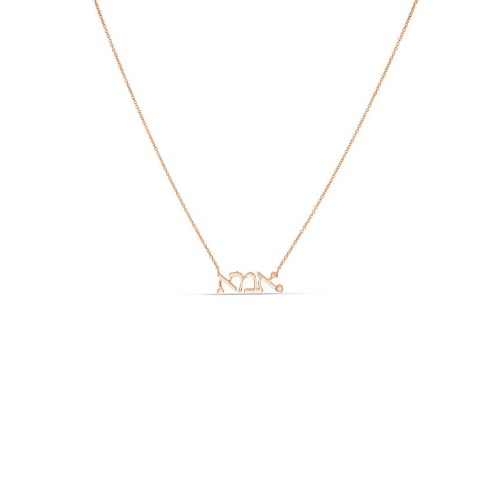 Hebrew Nameplate Necklace - 14K Rose Gold / 4