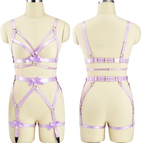 Satin Body Harness for a Complete and Sleek Look - Full Pink 1 Ribbon Body Harness