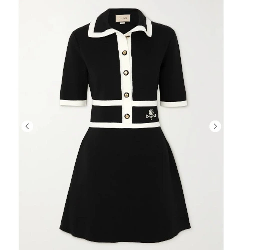 Maddie: Tall Range GUCCI Striped embroidered wool mini dress